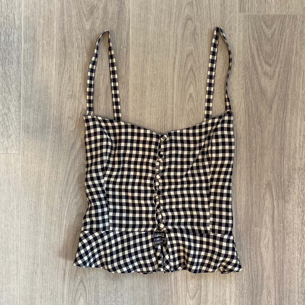 Reformation Checkered Babydoll Top